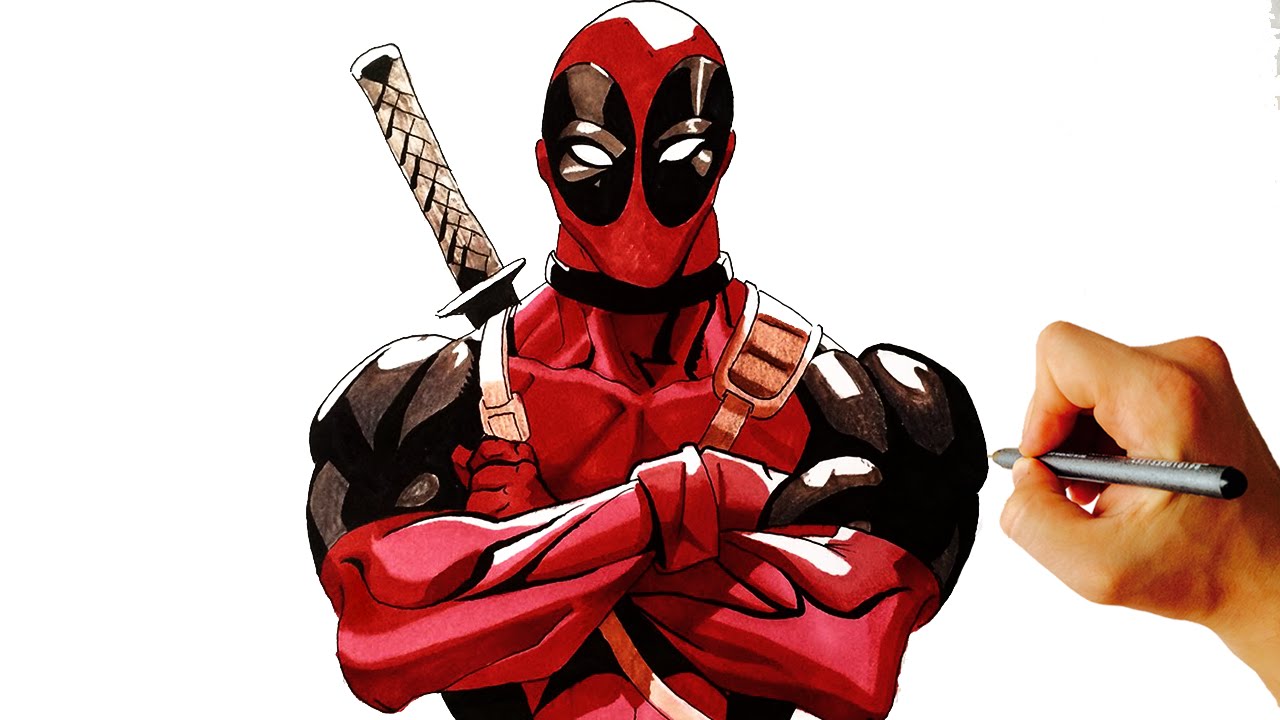 How to draw Deadpool from marvel easy step by step drawing lesson