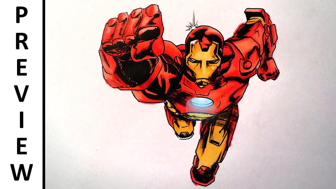 How to draw Iron Man from Marvel comics The Avengers